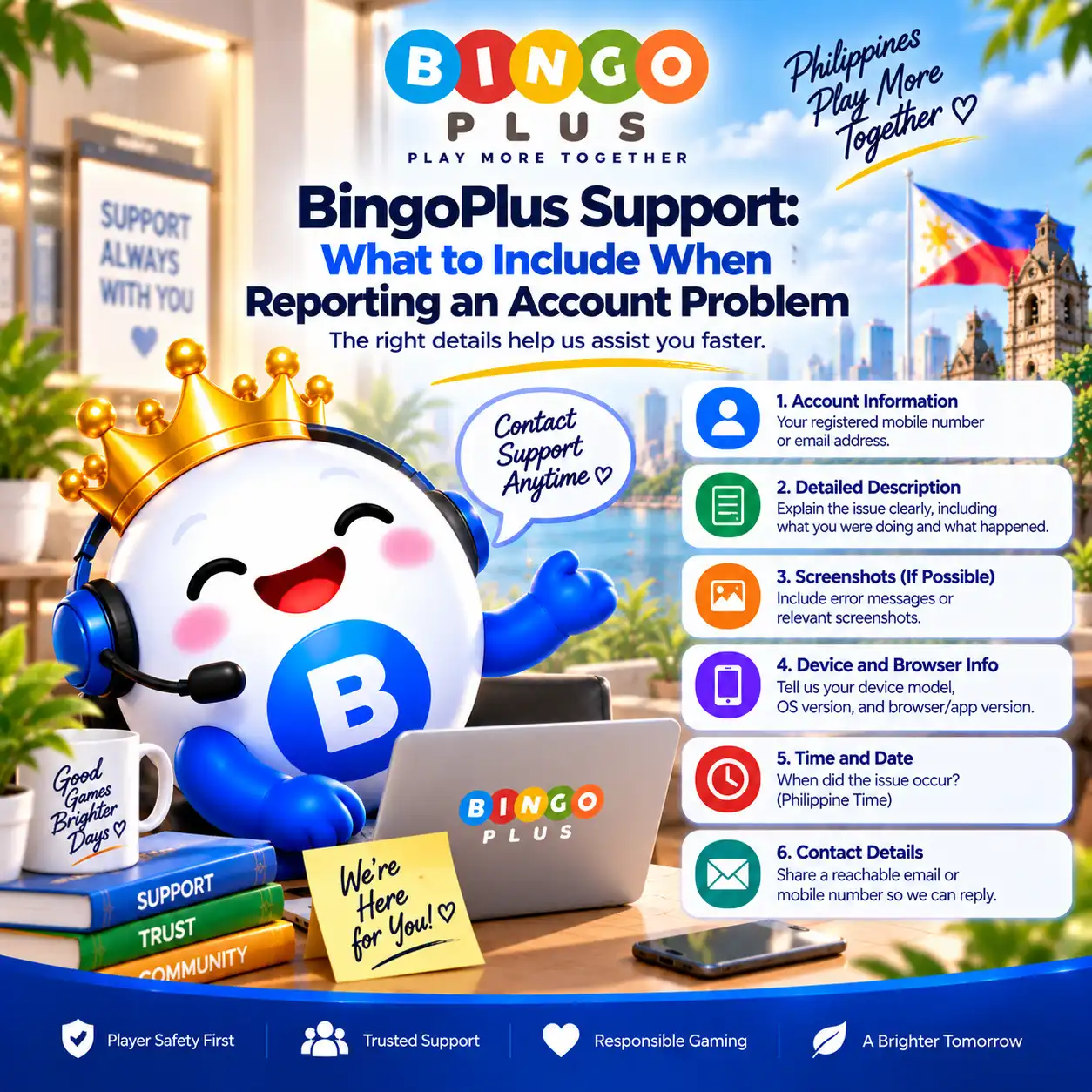 BingoPlus account support and problem reporting checklist