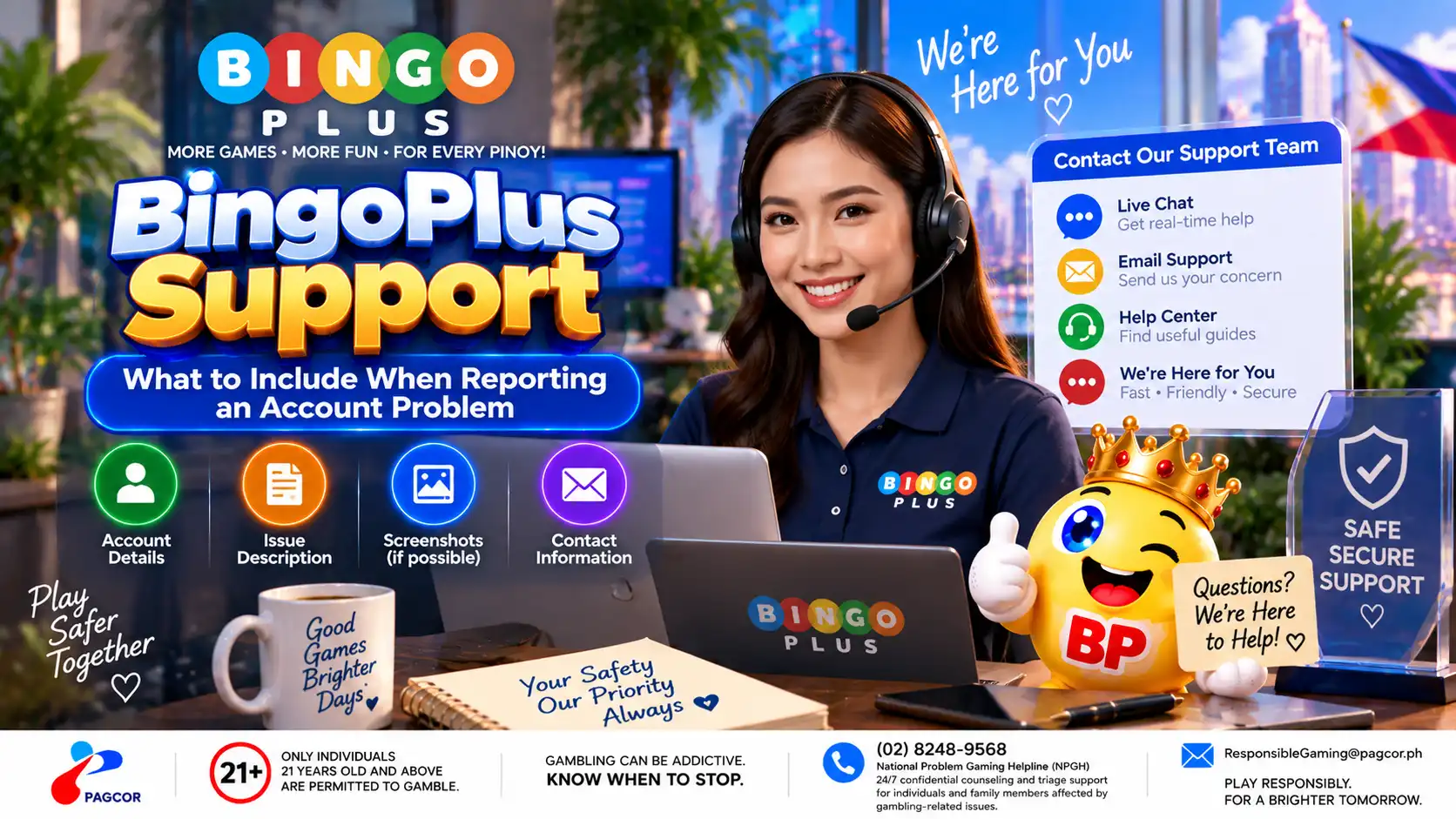BingoPlus support guide for reporting an account problem